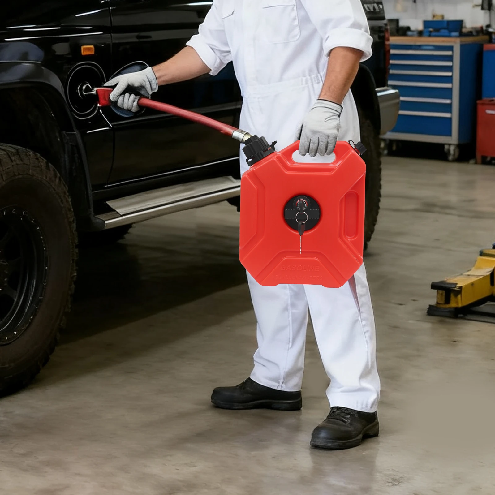 Portable 1.32 Gal HDPE Fuel Storage Tank with Lock and Keys Lightweight Motorcycle Car Gas Can Anti-Leak Secure Cap Ergonomic Handle for Outboard Motor Emergency Backup Fuel Container Red
Portable 1.32 Gal HDPE Fuel Storage Tank with Lock and Keys Lightweight Motorcycle Car Gas Can Anti-Leak Secure Cap Ergonomic Handle for Outboard Motor Emergency Backup Fuel Container Red