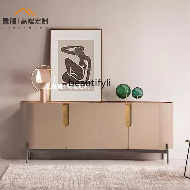 Italian minimalist solid wood dining side cabinet saddle leather four-door locker high-end furniture
Italian minimalist solid wood dining side cabinet saddle leather four-door locker high-end furniture