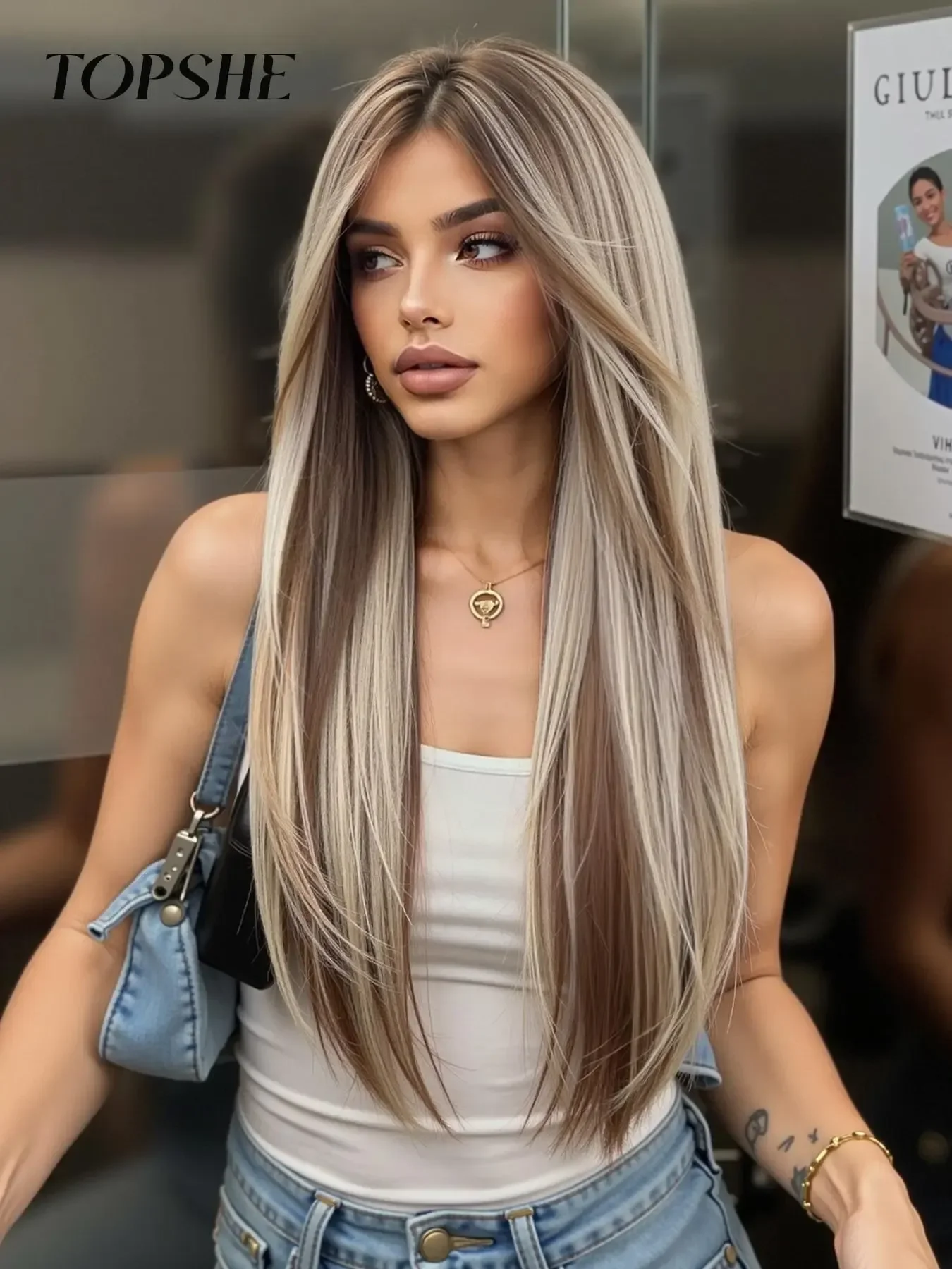 Topshe 26 Inch Long Straight Synthetic Lace Front Wigs for Women Glueless Heat Resistant Daily Party Wigs without Bangs
Topshe 26 Inch Long Straight Synthetic Lace Front Wigs for Women Glueless Heat Resistant Daily Party Wigs without Bangs