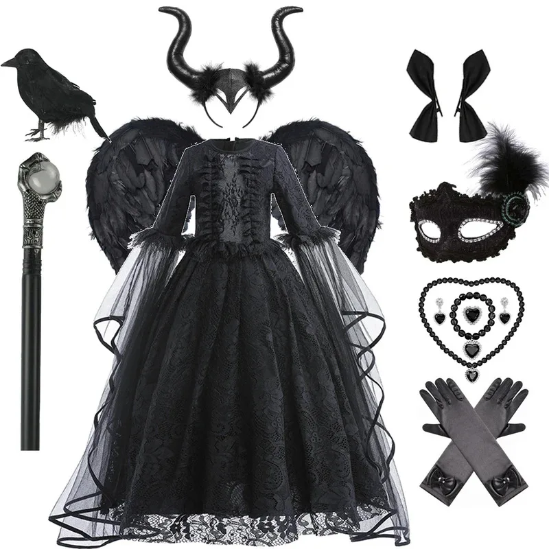 Black Witch Dress For Girls Luxury Lace Frocks Kids Halloween Carnival Birthday Cosplay Costumes Dark Theme Role Playing Outfits
Black Witch Dress For Girls Luxury Lace Frocks Kids Halloween Carnival Birthday Cosplay Costumes Dark Theme Role Playing Outfits