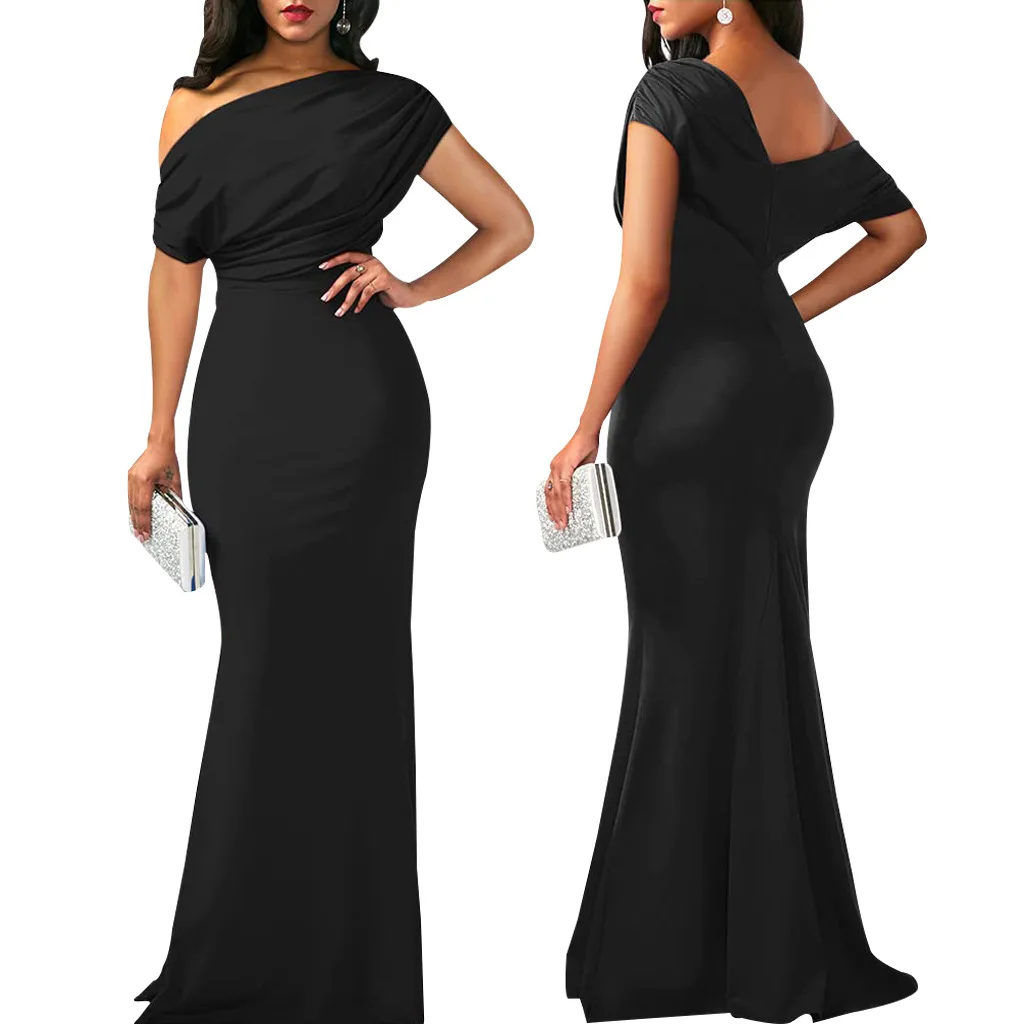Women's Black Elegant Sleeveless Off-the-Shoulder Bodycon Maxi Prom Formal Attire Semi Wedding Envning Dress
Women's Black Elegant Sleeveless Off-the-Shoulder Bodycon Maxi Prom Formal Attire Semi Wedding Envning Dress