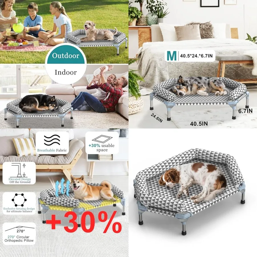 Orthopedic Dog Bed for Medium Dogs - Removable Bolsters and Cleanable Cover, Elevated Outdoor Dog Bed, Easy to Assemble, Up to
Orthopedic Dog Bed for Medium Dogs - Removable Bolsters and Cleanable Cover, Elevated Outdoor Dog Bed, Easy to Assemble, Up to