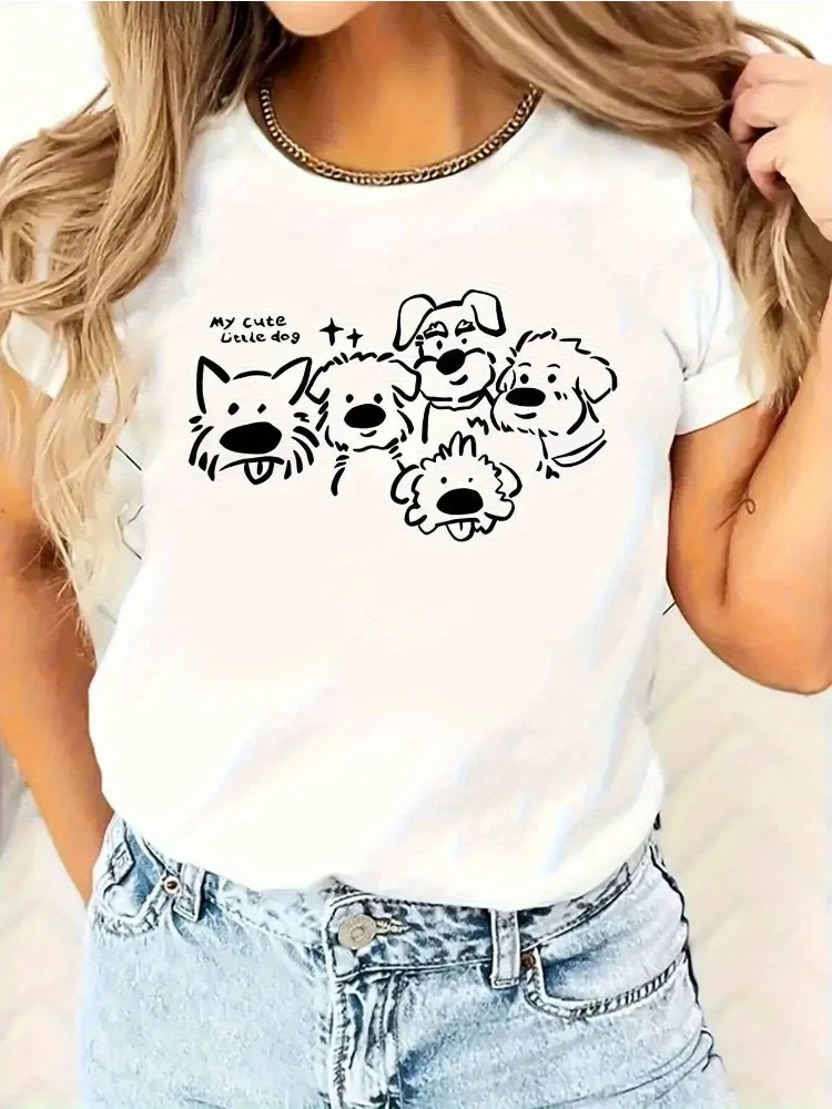Women's Fun T-Shirt with Cute Dog Design Cotton Shirt Featuring Black Dog Face Casual Everyday Top Dog-Themed Adorable Style
Women's Fun T-Shirt with Cute Dog Design Cotton Shirt Featuring Black Dog Face Casual Everyday Top Dog-Themed Adorable Style