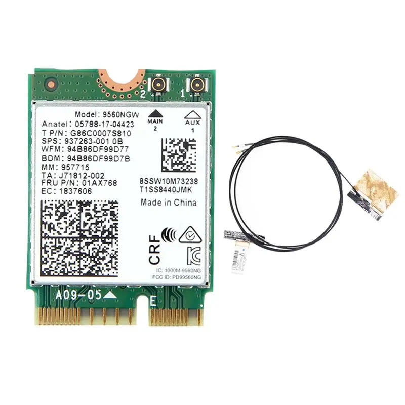 2X 9560NGW Wifi Card+Antenna 1730Mbps AC 9560 Dual Band 2.4G+5G BT 5.0 802.11Ac M.2 CNVI 9560NGW Wireless Adapter
2X 9560NGW Wifi Card+Antenna 1730Mbps AC 9560 Dual Band 2.4G+5G BT 5.0 802.11Ac M.2 CNVI 9560NGW Wireless Adapter