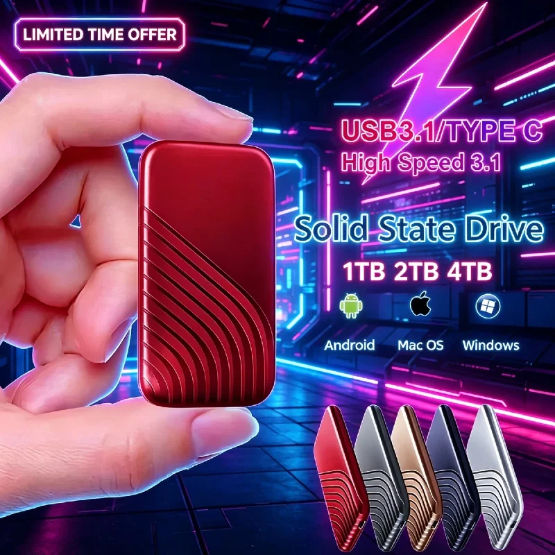Original T8 Portable SSD 2TB 4TB External Solid State Drive USB 3.1 Type-C High Speed Transfer for Laptop Mac PC Phone New Sale
Original T8 Portable SSD 2TB 4TB External Solid State Drive USB 3.1 Type-C High Speed Transfer for Laptop Mac PC Phone New Sale