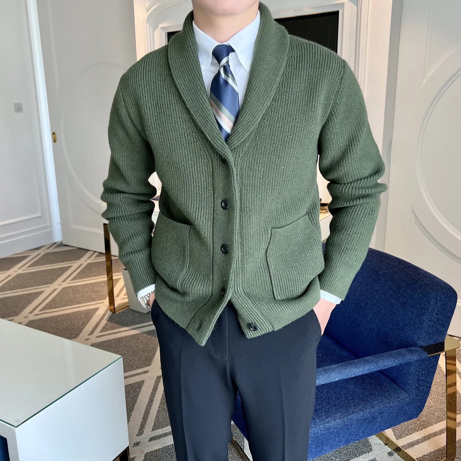 Army Green Cardigan Sweater Men Sweater Coat Extra Coarse Wool Sweater Thicken Warm Casual Coat Male Fashion Clothing Button Up
Army Green Cardigan Sweater Men Sweater Coat Extra Coarse Wool Sweater Thicken Warm Casual Coat Male Fashion Clothing Button Up