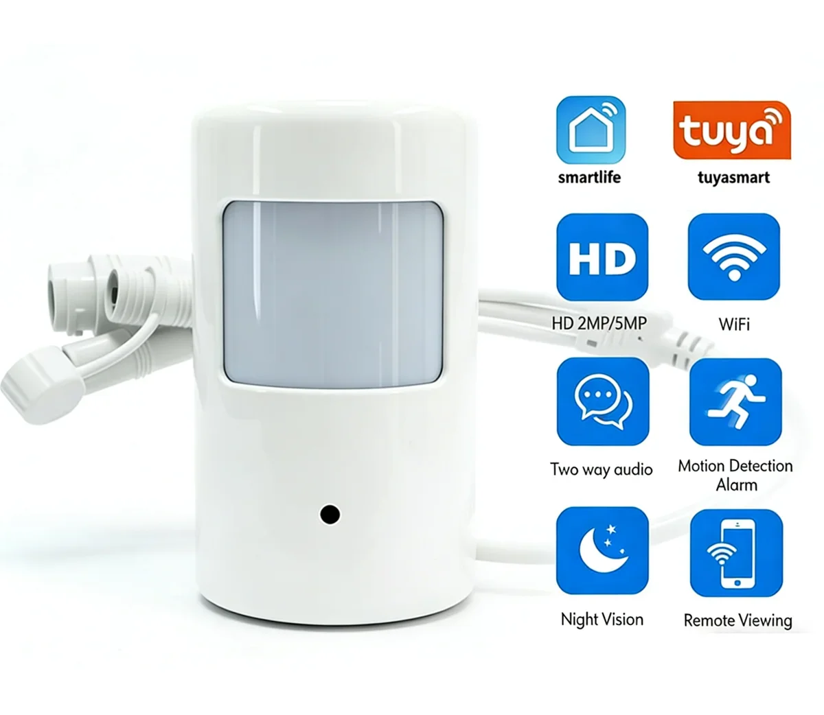 Tuya 5MP Mini wifi Camera PIR Style Indoor Security Monitor Invisible Lens TF Card Slot Smart Home Security Cam With 2-Way Audio