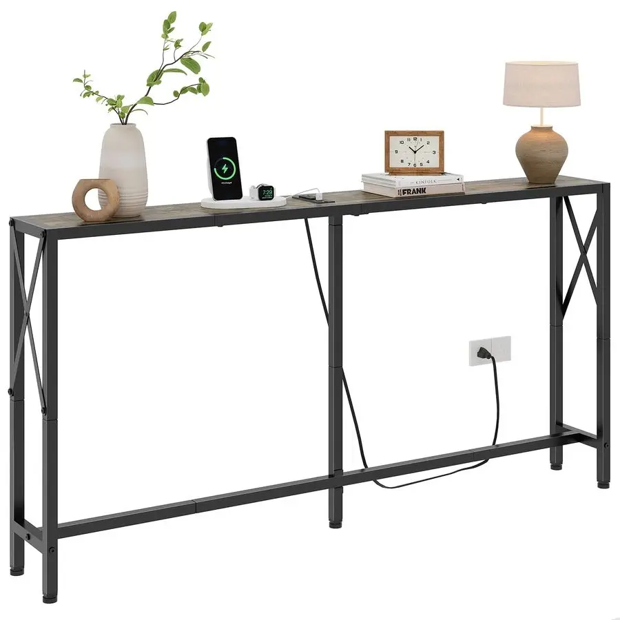 Table with Oulets and USB Ports, 55.1 Couch Table Behind Sofa, Industrial Long Skinny Stand for Hallway, Living Room, Bedroom, 6
Table with Oulets and USB Ports, 55.1 Couch Table Behind Sofa, Industrial Long Skinny Stand for Hallway, Living Room, Bedroom, 6