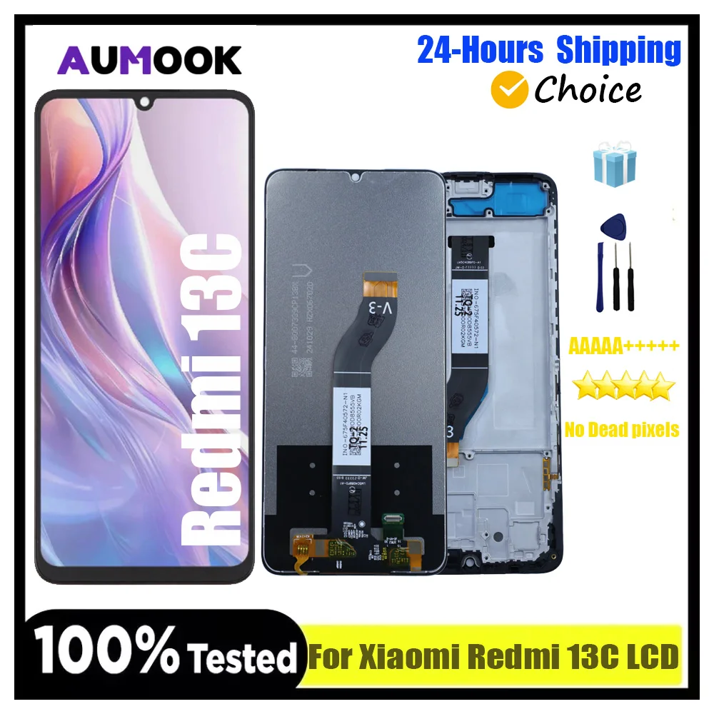 6.74" For Xiaomi Redmi 13C 23100RN82L LCD Display + Touch Screen With Frame Digiziter Assembly For Redmi 13C Screen Replacement
6.74" For Xiaomi Redmi 13C 23100RN82L LCD Display + Touch Screen With Frame Digiziter Assembly For Redmi 13C Screen Replacement