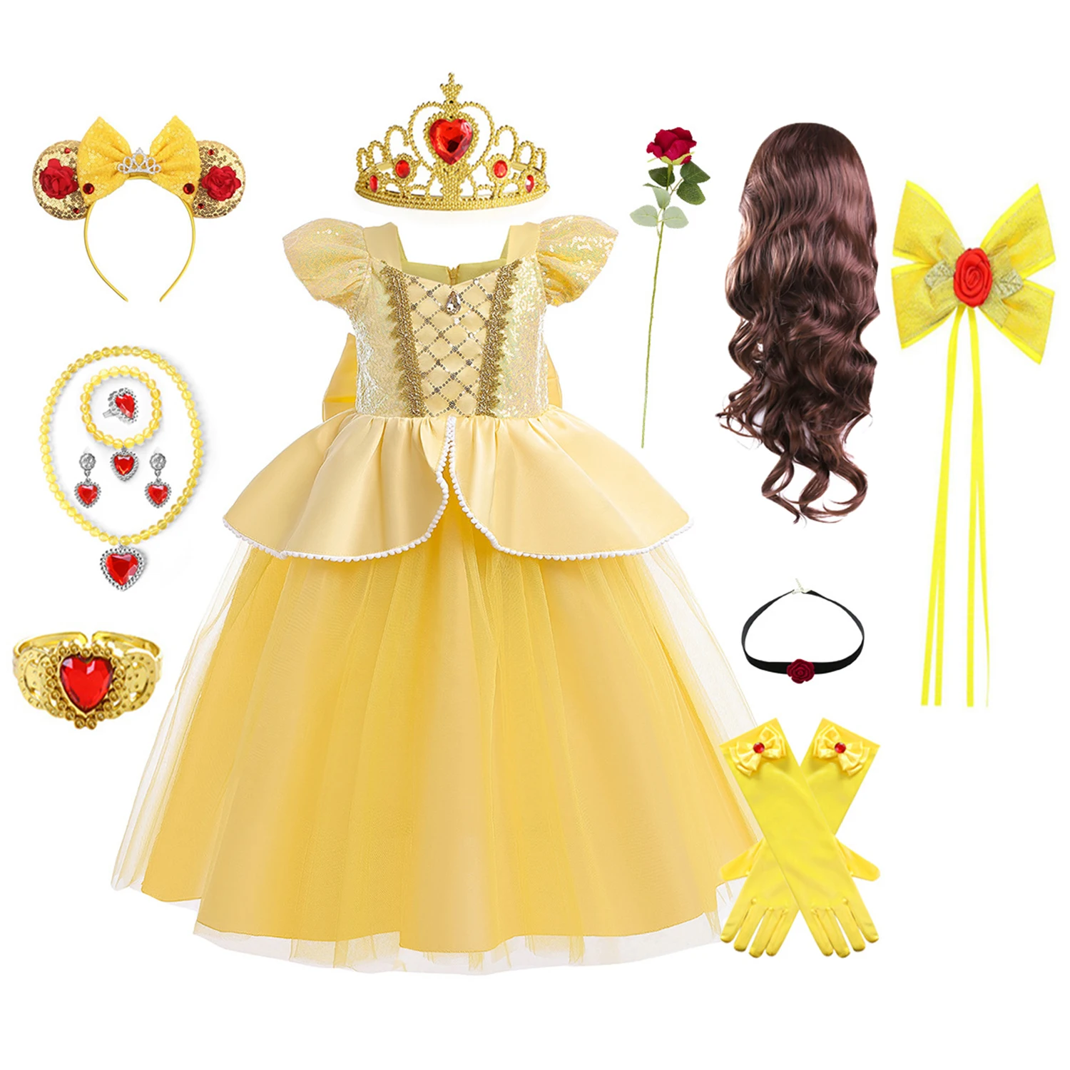 Little Girls Yellow Princess Bella Cosplay Halloween Dress Girls Birthday Party Stage Performance Carvinal Hoiday Dress
Little Girls Yellow Princess Bella Cosplay Halloween Dress Girls Birthday Party Stage Performance Carvinal Hoiday Dress