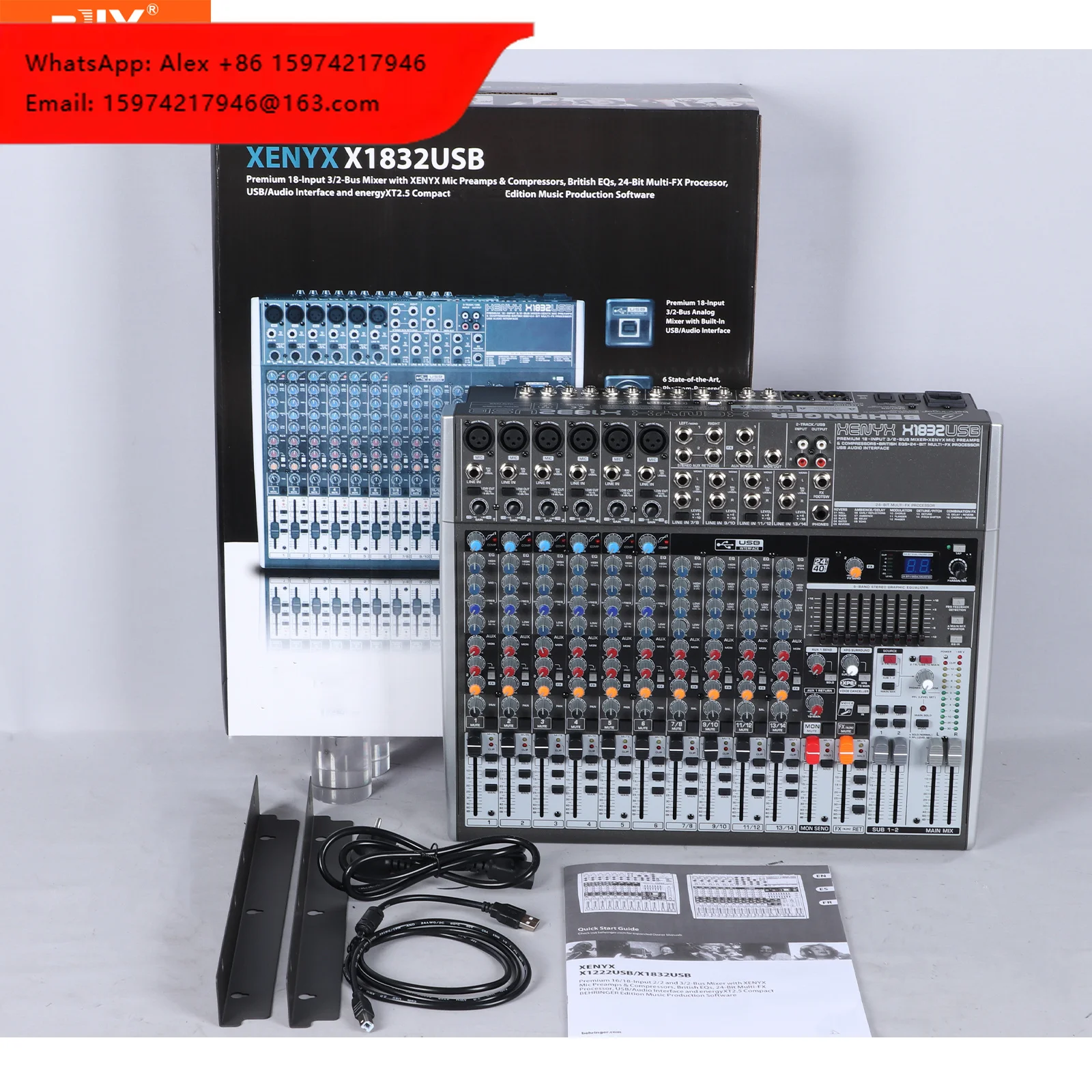 X1832USB 8 Mono+5 Stereo 18 Input 2/3-Bus Audio Sound Power Mixer 48V Phantom 24-Bit Multi-FX Procoessor USB Audio Interface
X1832USB 8 Mono+5 Stereo 18 Input 2/3-Bus Audio Sound Power Mixer 48V Phantom 24-Bit Multi-FX Procoessor USB Audio Interface