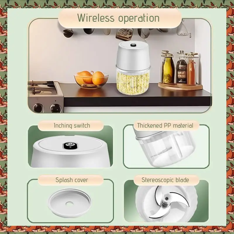 ABLQ USB Electric Garlic Chopper 250ML Portable Wireless Food Chopper, Small Food Processor For Chopping Garlic Ginger
ABLQ USB Electric Garlic Chopper 250ML Portable Wireless Food Chopper, Small Food Processor For Chopping Garlic Ginger