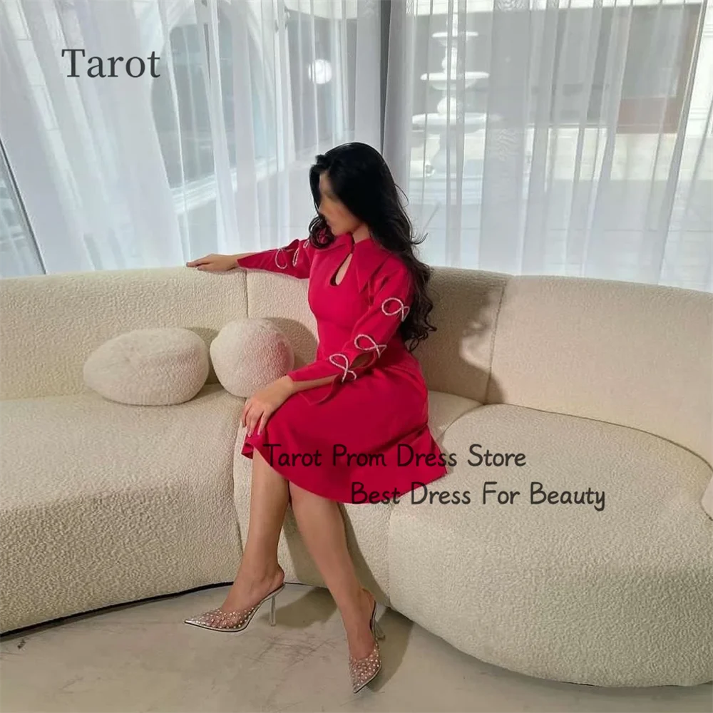Tarot Tea Length Satin Prom Dresses A Line Tiered Bow Full Sleeves Elegant Women Wear Dress Saudi Arabia Birthday Wedding Gowns
Tarot Tea Length Satin Prom Dresses A Line Tiered Bow Full Sleeves Elegant Women Wear Dress Saudi Arabia Birthday Wedding Gowns