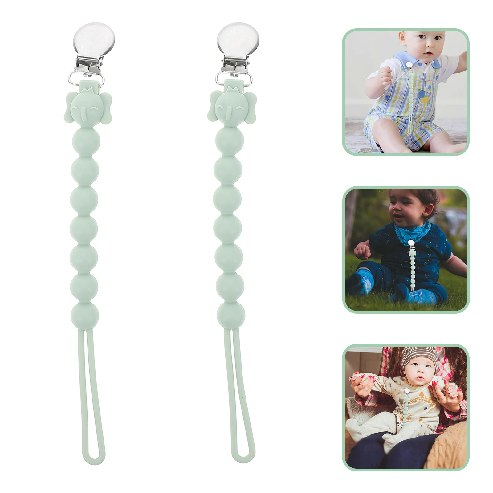 2 шт., держатель для детской соски, зажим, силиконовая цепочка с бусинами, аксессуар для младенцев, ремешок для соски, поводок для прорезывания зубов
2 шт., держатель для детской соски, зажим, силиконовая цепочка с бусинами, аксессуар для младенцев, ремешок для соски, поводок для прорезывания зубов