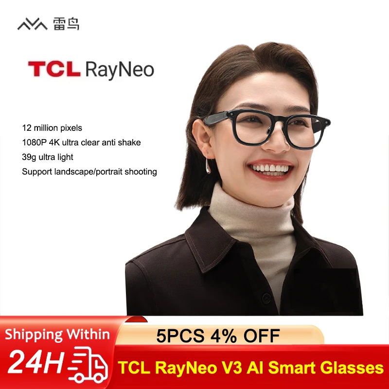 TCL RayNeo V3 AI Smart Glasses 39g Ultra-Light IMX681 12MP 4K Ultra HD Wireless Headset Voice Control Glasses for Photography
TCL RayNeo V3 AI Smart Glasses 39g Ultra-Light IMX681 12MP 4K Ultra HD Wireless Headset Voice Control Glasses for Photography
