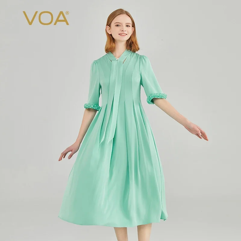 VOA 40 Momme Double Sided Georgette Heavyweight Silk Ear Edge Half Sleeve Candy Green Fresh Silk Summer Dress 2023 AE2122
VOA 40 Momme Double Sided Georgette Heavyweight Silk Ear Edge Half Sleeve Candy Green Fresh Silk Summer Dress 2023 AE2122
