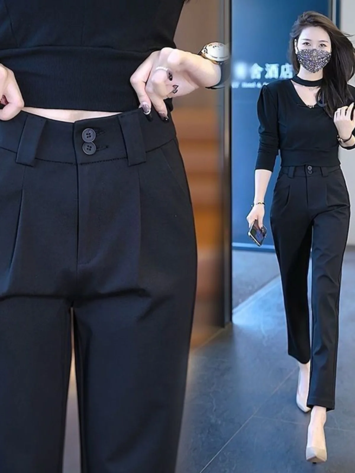Women's High Waist Harlan Suit Pants Draped Nine Tube Slimming Spring Autumn Polyester Fiber Casual Trousers Commute Style
Women's High Waist Harlan Suit Pants Draped Nine Tube Slimming Spring Autumn Polyester Fiber Casual Trousers Commute Style