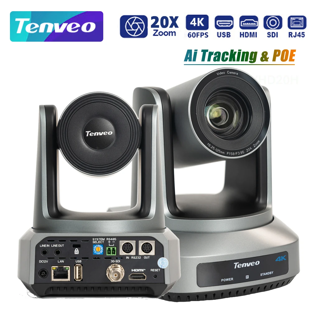 Tenveo UV620A Ultra 4K60 AI Tracking PTZ Video Conference Cameras 20X Optical Zoom HDMI/SDI/USB/PoE for Church Multi-Scenario
Tenveo UV620A Ultra 4K60 AI Tracking PTZ Video Conference Cameras 20X Optical Zoom HDMI/SDI/USB/PoE for Church Multi-Scenario