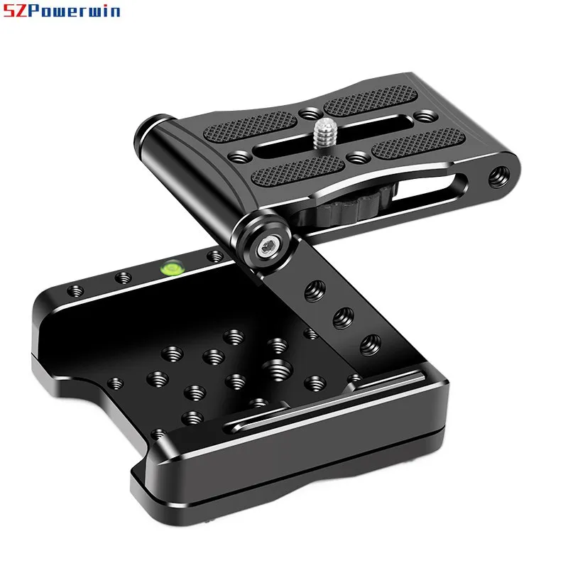 Aluminum Alloy Quick Release Z-Fold L-Bracket with 360° Rotation Stabilizer Base for DSLR Camera Phone Vlog Live Streaming
