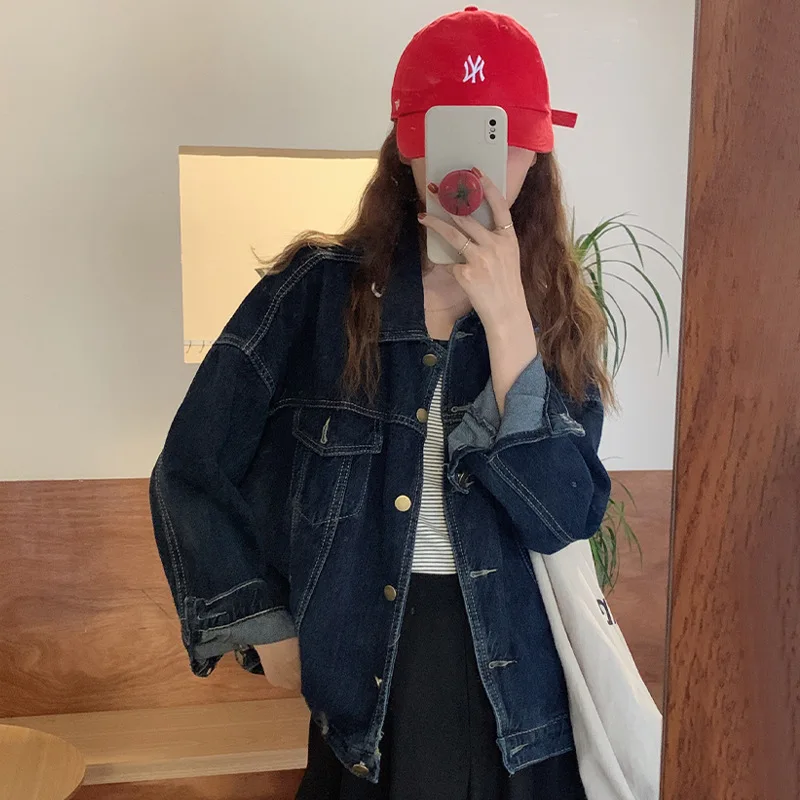 ins handsome denim jacket girls spring and summer new Hong Kong flavor dark blue retro loose short jacket jacket
ins handsome denim jacket girls spring and summer new Hong Kong flavor dark blue retro loose short jacket jacket