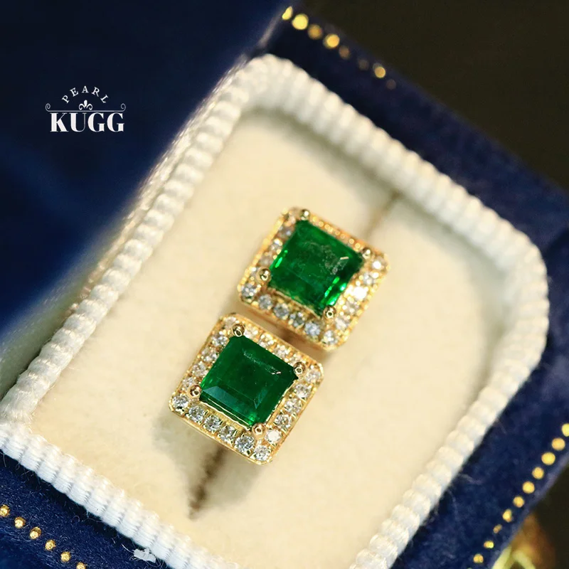 KUGG 100% 18K White/Yellow Gold Earrings Elegant Style Shiny Diamond Natural Emerald Earrings for Women High Wedding Jewelry
KUGG 100% 18K White/Yellow Gold Earrings Elegant Style Shiny Diamond Natural Emerald Earrings for Women High Wedding Jewelry