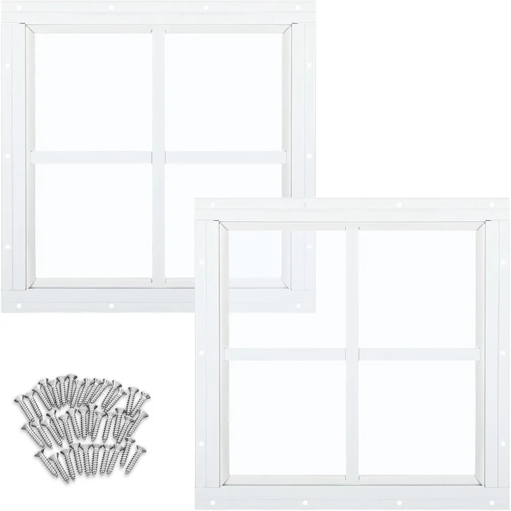 2 Pack 12'' x 12'' White Flush Mount Shed Transom Window with Tempered Glass Household Windows w/ Screws for Chicken Coop Sheds
2 Pack 12'' x 12'' White Flush Mount Shed Transom Window with Tempered Glass Household Windows w/ Screws for Chicken Coop Sheds