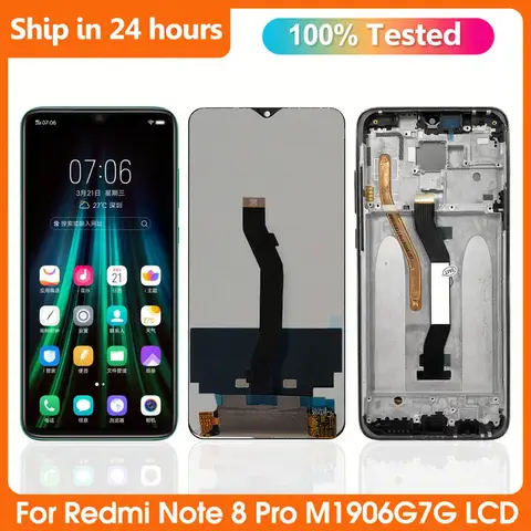 Per Xiaomi Redmi Nota 8 Pro M1906G7I M1906G7G Display LCD Touch Screen Digitizer Assembly Sostituzione 6.53 "per Redmi Note 8 Pro