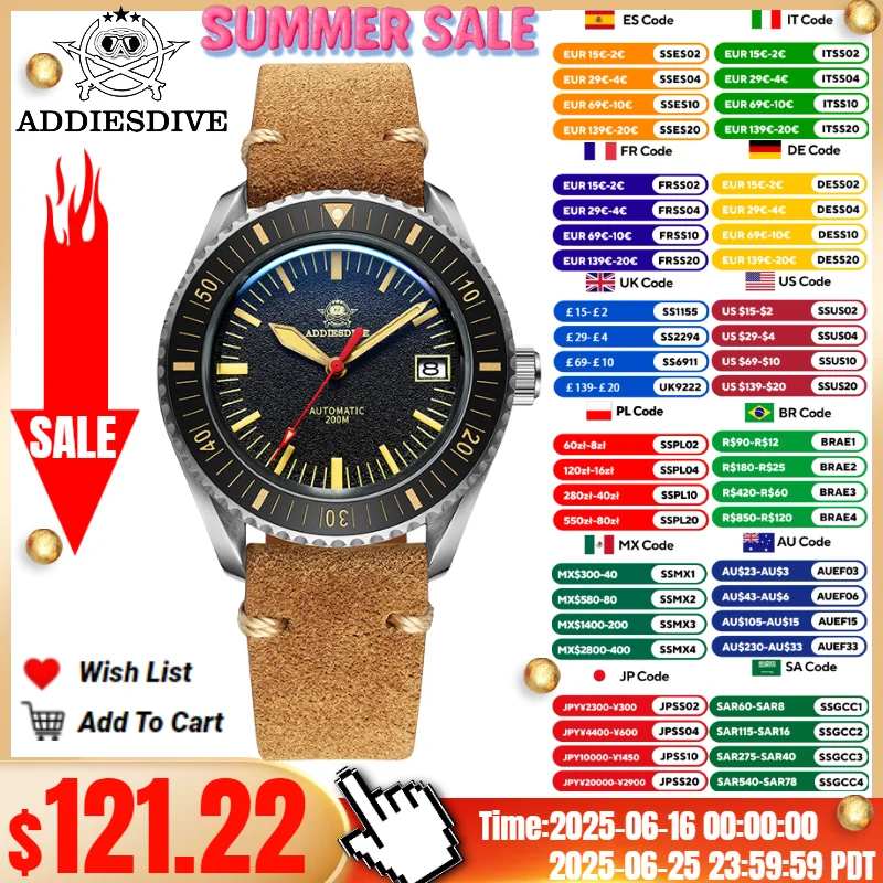 ADDIESDIVE Men's Watch Sapphire Glass 200m Diving NH35 C3 Luminous Automatic Mechanical Watch Relogios Masculinos
ADDIESDIVE Men's Watch Sapphire Glass 200m Diving NH35 C3 Luminous Automatic Mechanical Watch Relogios Masculinos
