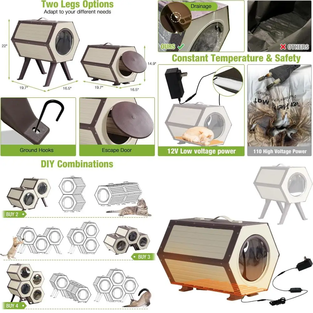 Утепленный уличный домик для кошек с регулируемой температурой и таймером, всепогодный кошачий домик для нескольких кошек
Утепленный уличный домик для кошек с регулируемой температурой и таймером, всепогодный кошачий домик для нескольких кошек
