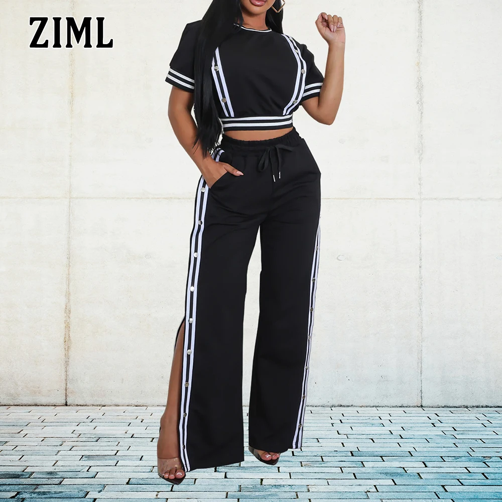 ZIML Minimalist Two Piece Sets For Women Round Neck Short Sleeve Short Top High Wiast Spliced Button Pants Chic Set Female New
ZIML Minimalist Two Piece Sets For Women Round Neck Short Sleeve Short Top High Wiast Spliced Button Pants Chic Set Female New