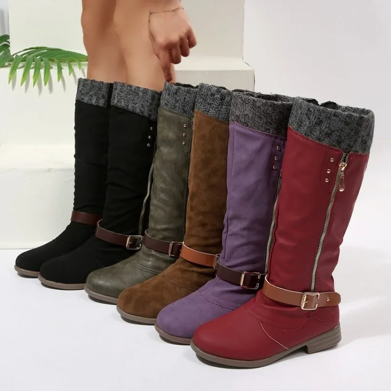 Vintage Women Boots Round Toe Casual Knee High Boots Autumn Winter Fashion Warm Ladies Shoes Solid High Quality
Vintage Women Boots Round Toe Casual Knee High Boots Autumn Winter Fashion Warm Ladies Shoes Solid High Quality