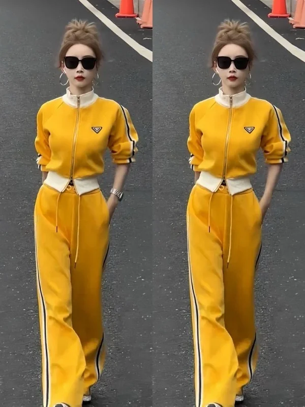 Fashionable Fleece Lined Short Sweatshirt Jacket And Wide Leg Pants Two Piece Set for Women Casual Spring Style Contrast Color
Fashionable Fleece Lined Short Sweatshirt Jacket And Wide Leg Pants Two Piece Set for Women Casual Spring Style Contrast Color