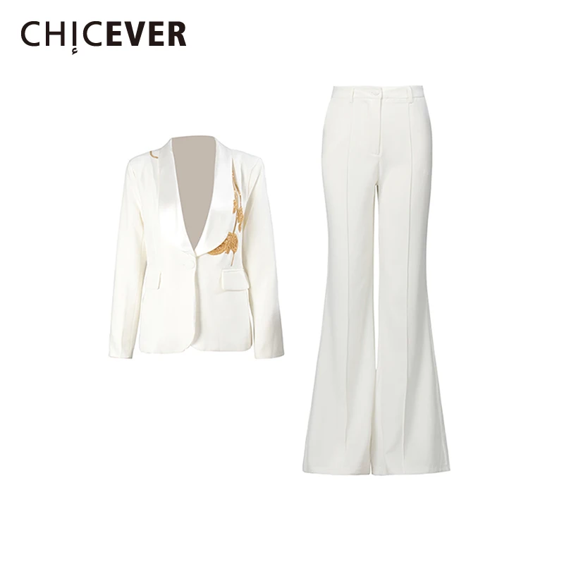 CHICEVER Solid Spliced Sequins Two Piece Set Female Lapel Long Sleeve Jacket Office Lady Women's Trousers Set Fashion New Style
CHICEVER Solid Spliced Sequins Two Piece Set Female Lapel Long Sleeve Jacket Office Lady Women's Trousers Set Fashion New Style