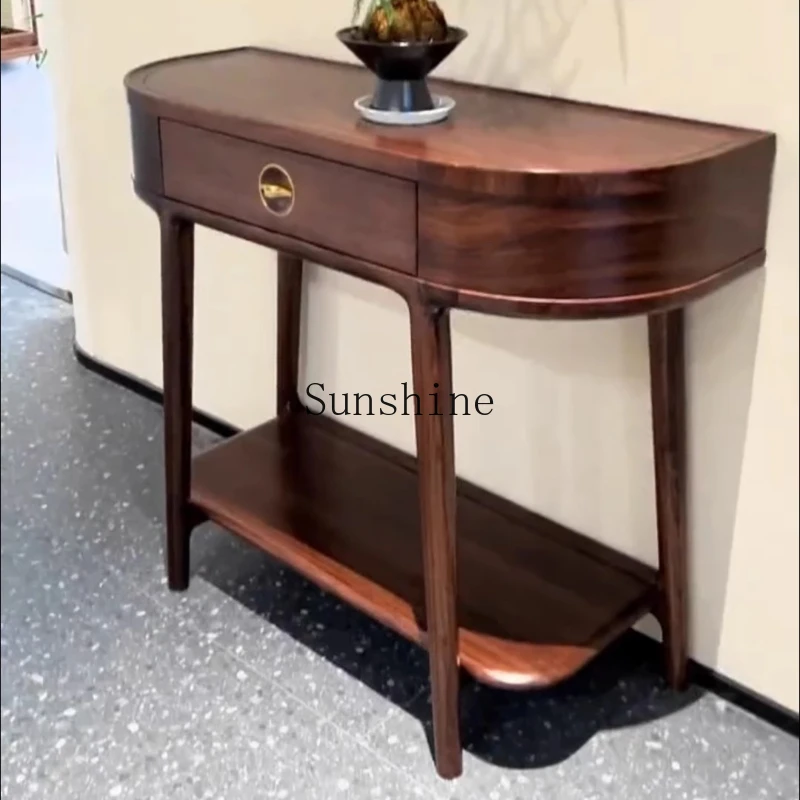 New Chinese-style ebony solid wood entrance table, simple entrance table against the wall
New Chinese-style ebony solid wood entrance table, simple entrance table against the wall