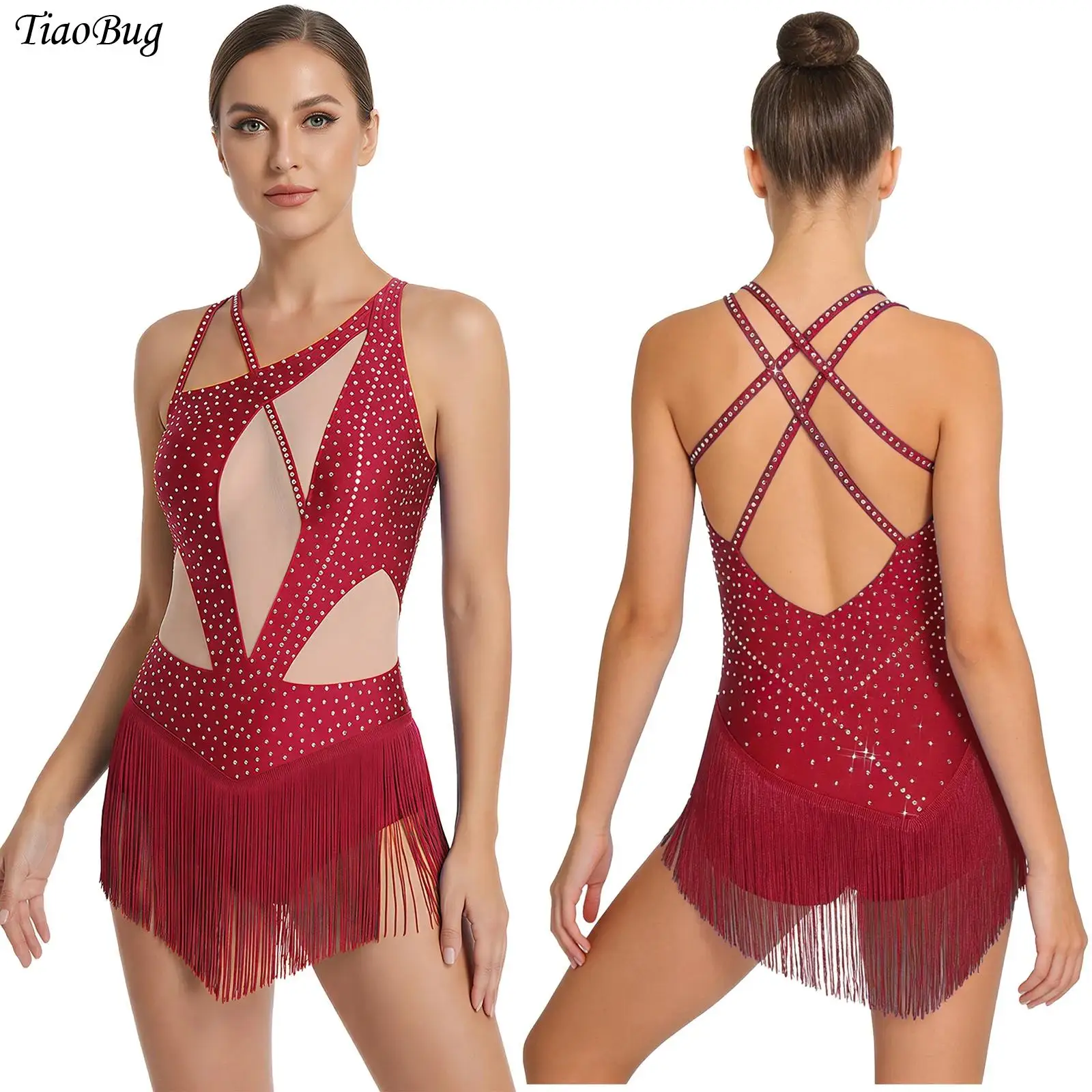 Женский латинский танцевальный костюм с бахромой, стразами, боди из прозрачной сетки, комбинезон без спинки для ча-ча и фигурного катания
Женский латинский танцевальный костюм с бахромой, стразами, боди из прозрачной сетки, комбинезон без спинки для ча-ча и фигурного катания