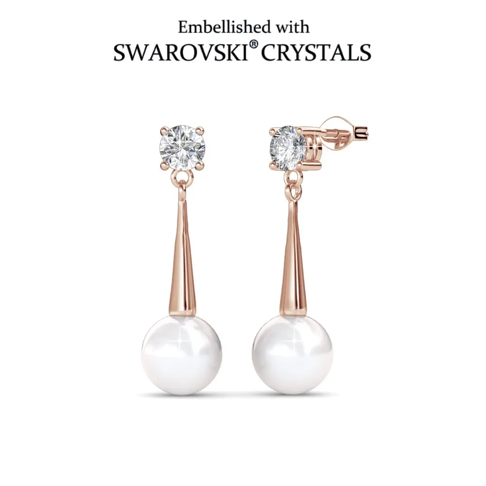 Daisini Pearl Drop Earrings Embellished with Swarovski Crystals Rose Gold Plated Fashion Jewelry Daily Party Dating Ideal Gift
Daisini Pearl Drop Earrings Embellished with Swarovski Crystals Rose Gold Plated Fashion Jewelry Daily Party Dating Ideal Gift