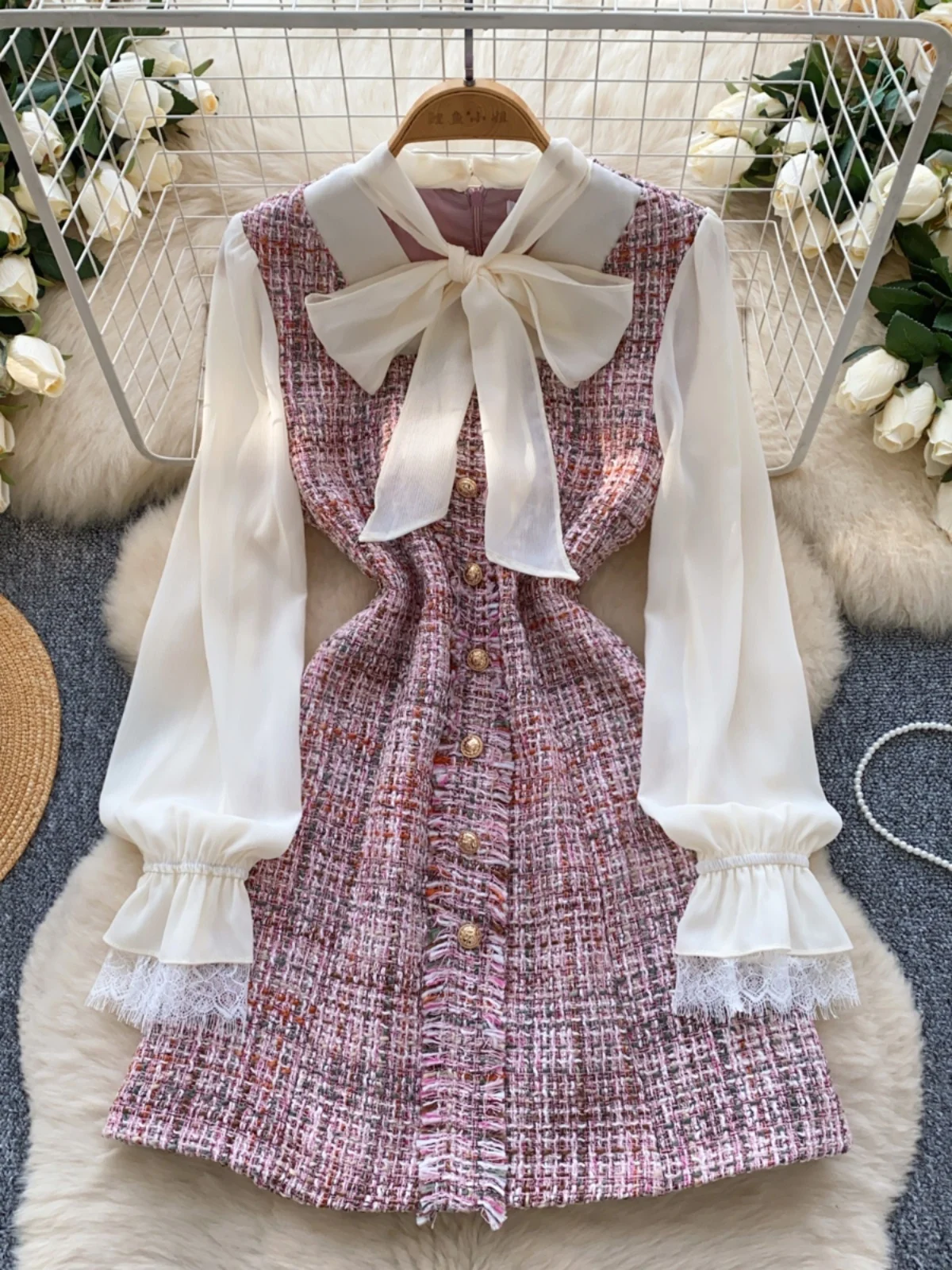 Ele Knot Belted Long Sve Me Paneling Slimming Metal Bule Coarse Tweed Dr High Waist A-Line Korean Sle
Ele Knot Belted Long Sve Me Paneling Slimming Metal Bule Coarse Tweed Dr High Waist A-Line Korean Sle