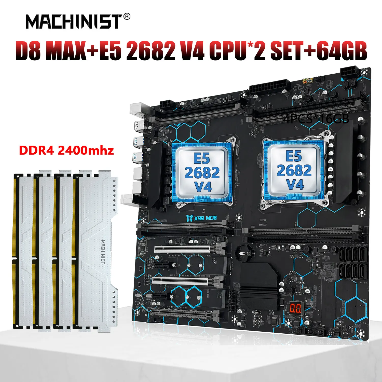 MACHINIS X99 dual motherboard Set LGA2011-3 kit Xeon E5 2682 V4 CPU processor with ECC 4*16GB DDR4 2400MHz RAM E-ATX MD8 Combo
MACHINIS X99 dual motherboard Set LGA2011-3 kit Xeon E5 2682 V4 CPU processor with ECC 4*16GB DDR4 2400MHz RAM E-ATX MD8 Combo