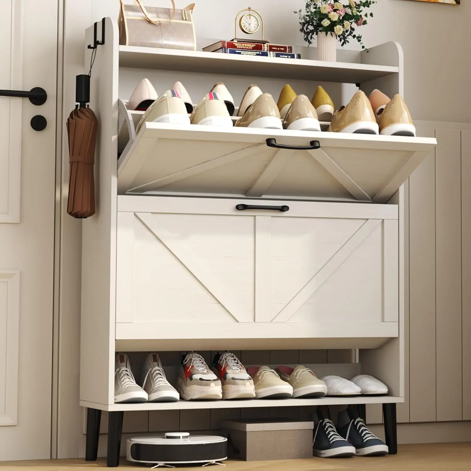 Shoe Storage Cabinet for Entryway, Slim Shoe Organizer with Two Flip Drawers, Narrow Shoe Rack Cabinet with Wood, Customized
Shoe Storage Cabinet for Entryway, Slim Shoe Organizer with Two Flip Drawers, Narrow Shoe Rack Cabinet with Wood, Customized