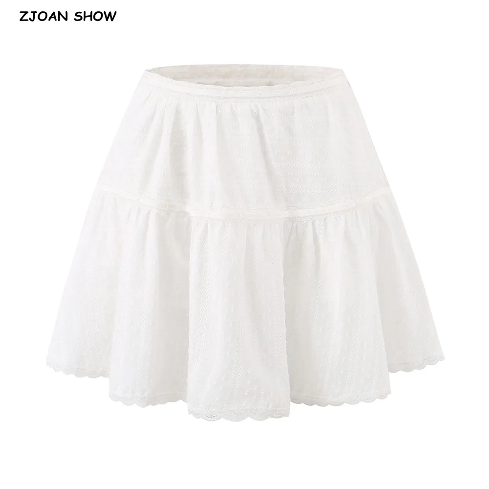 Ballet Girl's High Waist A-lined Ruched Mini Umbrella Skirt White Embroidery Hollow Out Spliced Lace Hem Swing Skater Skirts
Ballet Girl's High Waist A-lined Ruched Mini Umbrella Skirt White Embroidery Hollow Out Spliced Lace Hem Swing Skater Skirts