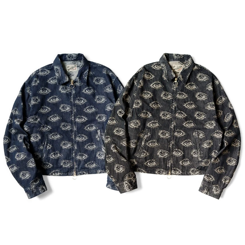 25FW Japanese Hirata and Hongri Casual Eye Embroidered Denim Retro Lapel Long Sleeved Jacket for Men Women
25FW Japanese Hirata and Hongri Casual Eye Embroidered Denim Retro Lapel Long Sleeved Jacket for Men Women