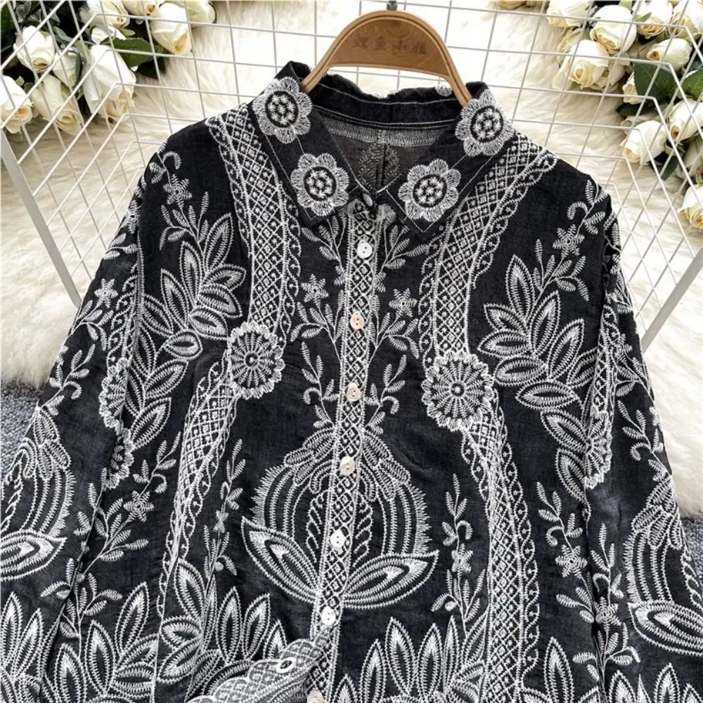 Comfortable Ethnic Style Blouse for Women Cardigans Irregular Hem Embroidery Lace Top Lapel Sweet Floral Shirts Summer
Comfortable Ethnic Style Blouse for Women Cardigans Irregular Hem Embroidery Lace Top Lapel Sweet Floral Shirts Summer