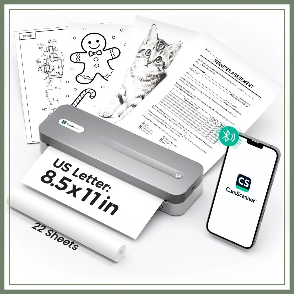P1 Pro Ink-Free Thermal Printer, Portable US Letter Size Bluetooth Printer with 1 Roll Paper, for iPhone Android Computer, Home Office
P1 Pro Ink-Free Thermal Printer, Portable US Letter Size Bluetooth Printer with 1 Roll Paper, for iPhone Android Computer, Home Office