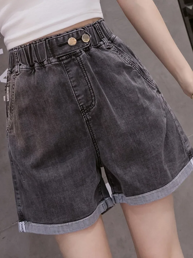 2024 Summer Women's Fashion Loose Denim Shorts Female High Waist Shorts Jeans Ladies Elastic Waist Pockets Short Pants H154
2024 Summer Women's Fashion Loose Denim Shorts Female High Waist Shorts Jeans Ladies Elastic Waist Pockets Short Pants H154