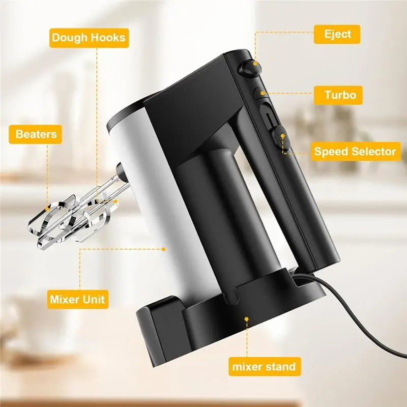 N89R Kitchen Electric Hand Mixer, 600W Turbo Boost/Self-Control Speed+ 5-Speed Motor European Plug EU PLUG Handheld
N89R Kitchen Electric Hand Mixer, 600W Turbo Boost/Self-Control Speed+ 5-Speed Motor European Plug EU PLUG Handheld