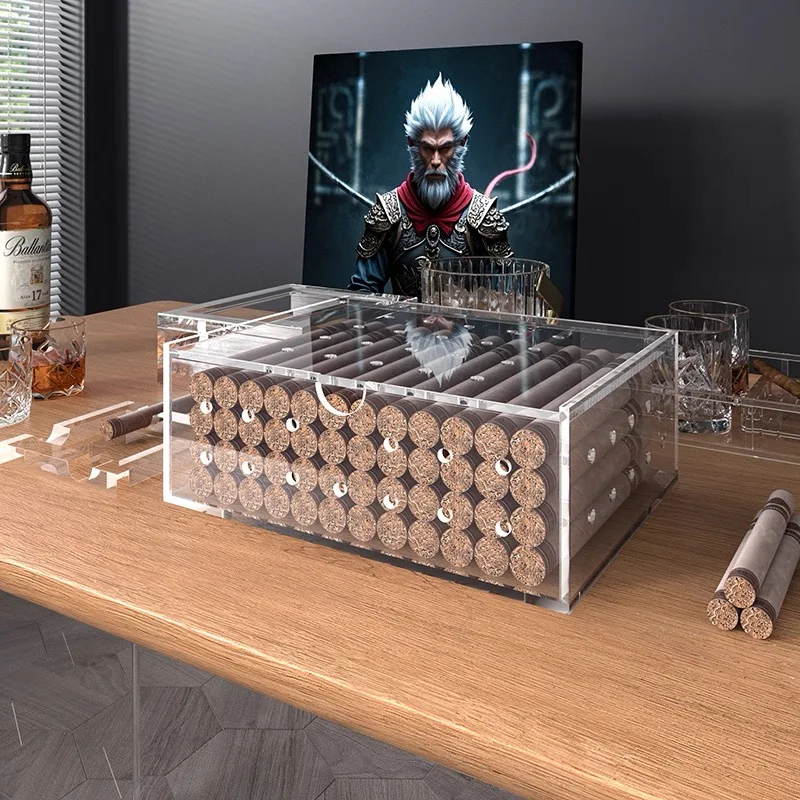 Acrylic Cigar Storage Box, Transparent Perforated Breathable Cigar Box, Can Be Customized In Any Size.
Acrylic Cigar Storage Box, Transparent Perforated Breathable Cigar Box, Can Be Customized In Any Size.