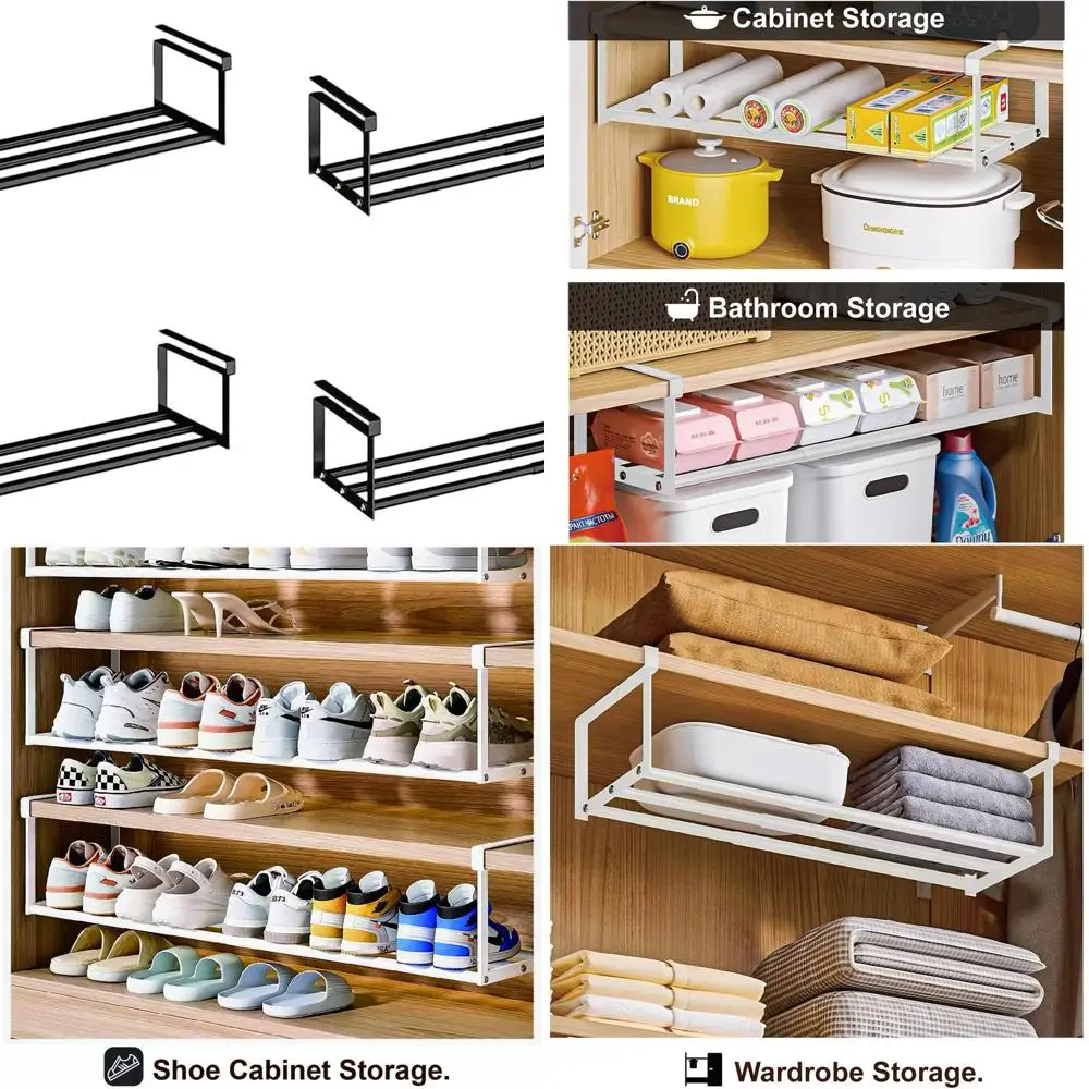 Adjustable Multi-Tier Shoe Rack Organizer - Space-Saving Storage Solution for Shoes and Clothing, Under Cabinet Mount (Black, 4
Adjustable Multi-Tier Shoe Rack Organizer - Space-Saving Storage Solution for Shoes and Clothing, Under Cabinet Mount (Black, 4