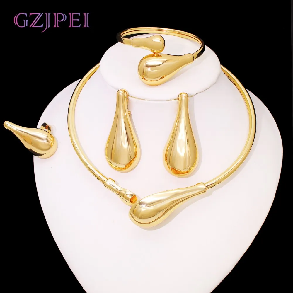 GZJPEI 4Pcs/Set Gold/Silver Color Jewelry Set Classic Water Drop Necklace Cuff Bracelet Chunky Big Earring For Women Party Gifts
GZJPEI 4Pcs/Set Gold/Silver Color Jewelry Set Classic Water Drop Necklace Cuff Bracelet Chunky Big Earring For Women Party Gifts