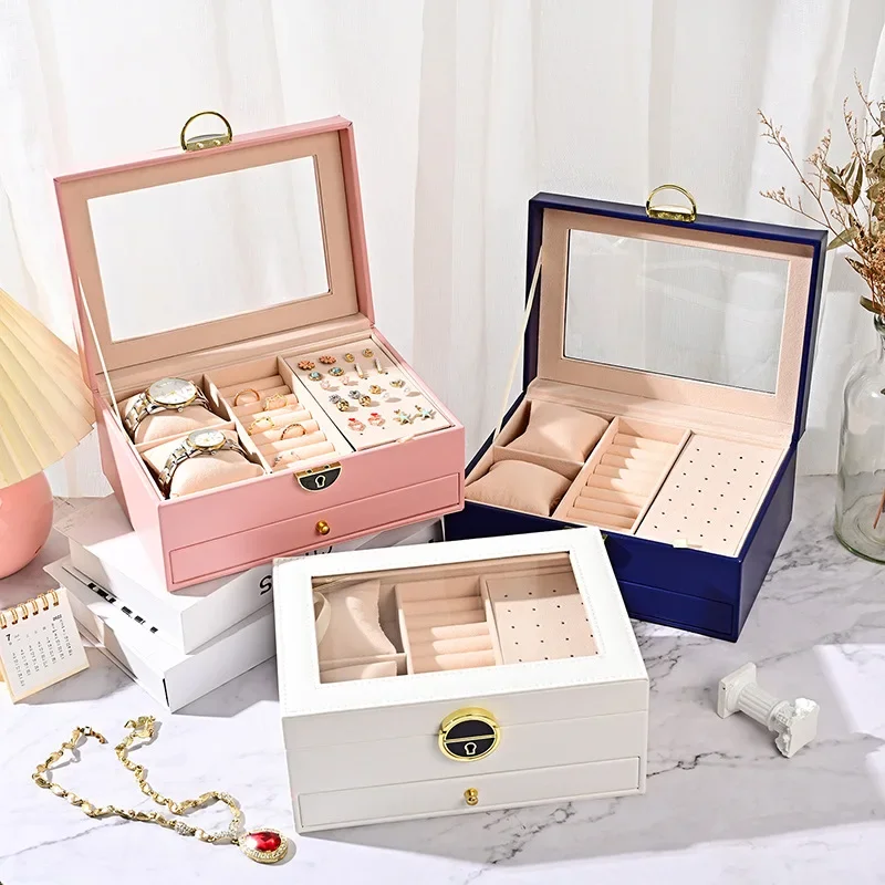 Multifunctional Jewelry Storage Box with Lock Ring Earrings Stud Bracelet Necklace Jewelry Storage Gift Jewelry Box
Multifunctional Jewelry Storage Box with Lock Ring Earrings Stud Bracelet Necklace Jewelry Storage Gift Jewelry Box
