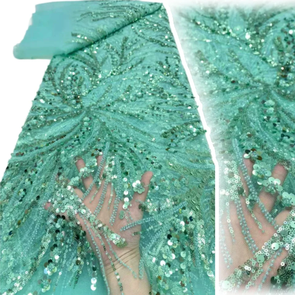 African Green Beaded Lace Fabric 2026 High-Quality French Nigerian Sequins Embroidered Mesh Lace Fabric Wedding Party Dress 2319
African Green Beaded Lace Fabric 2026 High-Quality French Nigerian Sequins Embroidered Mesh Lace Fabric Wedding Party Dress 2319